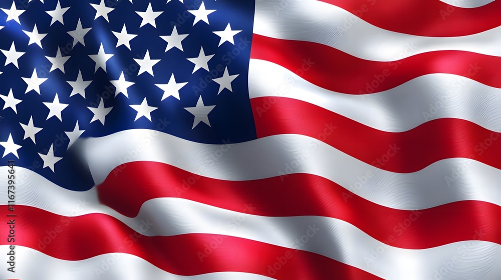 Obraz premium A waving American flag showcasing its stars and stripes in a vibrant design.