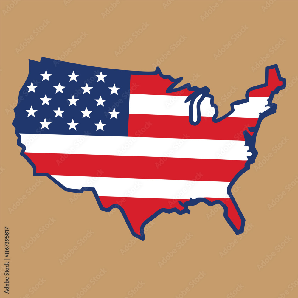 Obraz premium USA flag vector in map frame