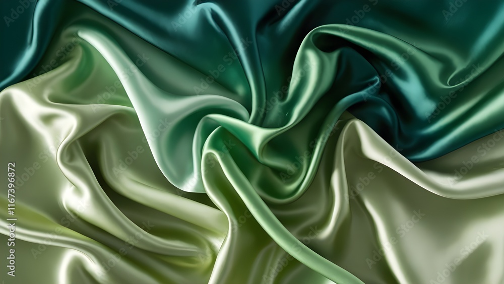 Obraz premium Luxury silk fabric with wrinkles noisy background in green shine for web designs, background textures, wedding, fashion themes and concepts. 
