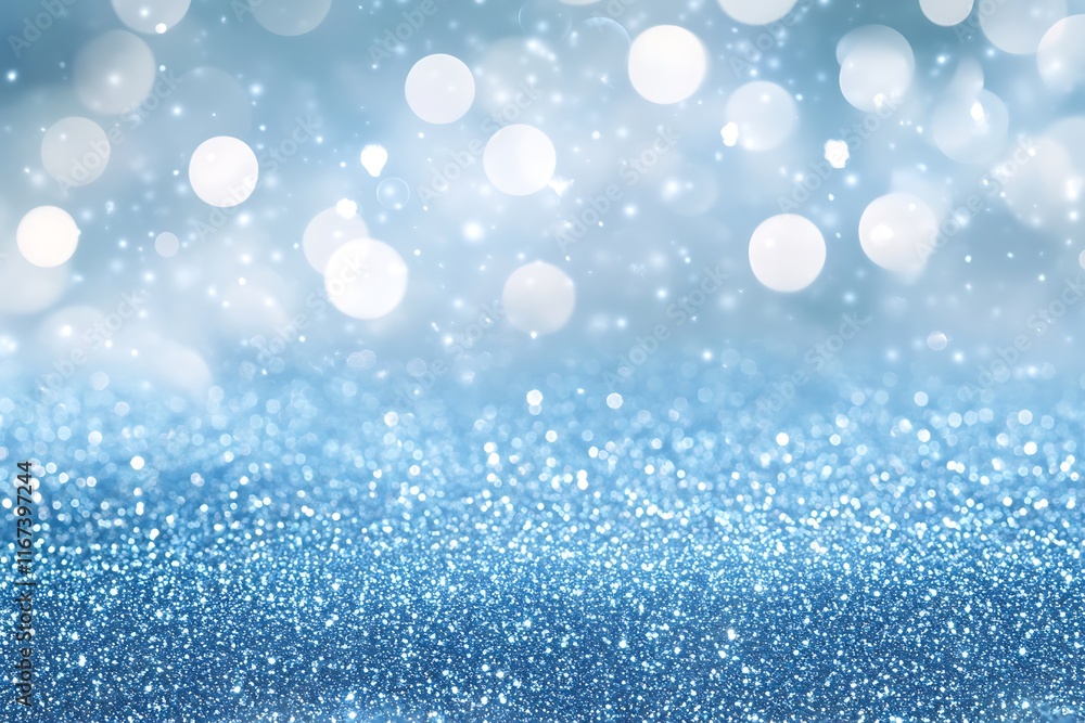 Obraz premium Blue Glitter Background with Soft Bokeh and Blurred Sparkling Effect