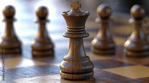 Chess strategy game in a competitive setting close-up of king piece engaging environment focused viewpoint photo