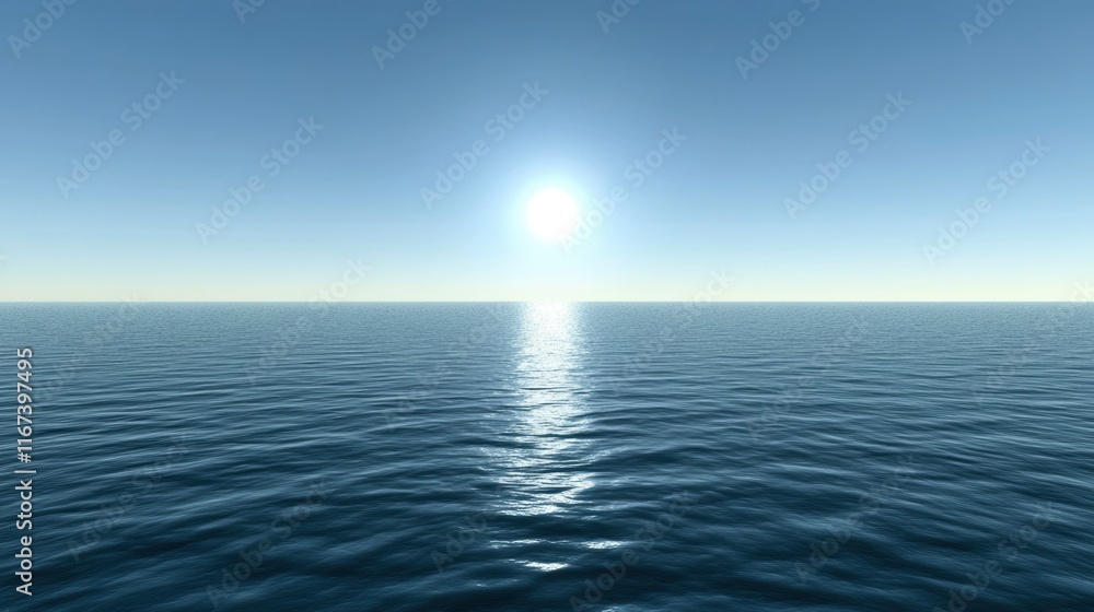 Obraz premium Serene Ocean Scene Under a Bright Sun