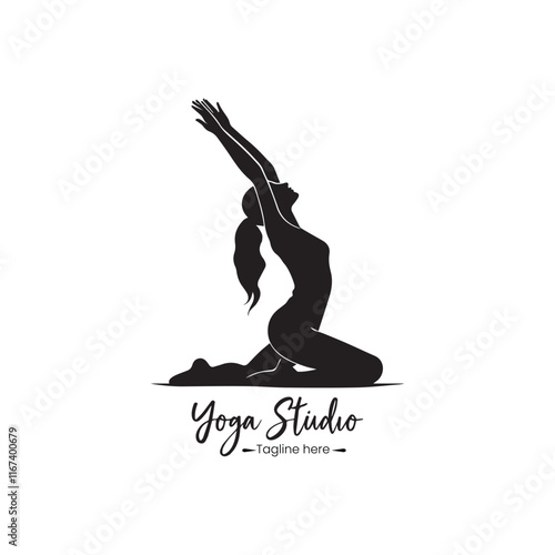 Minimalistic Yoga Studio Vector Logo Design Template