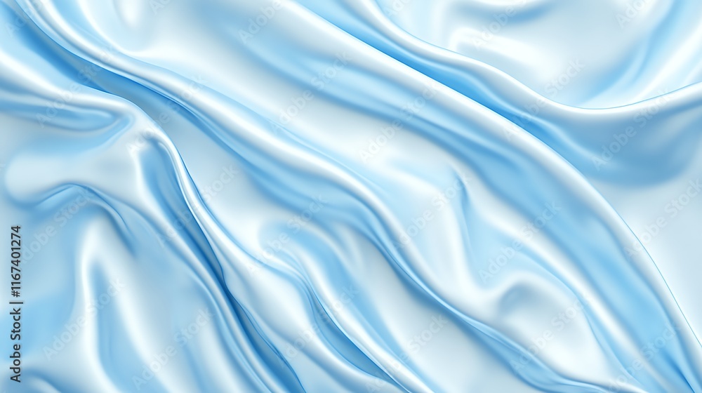 Obraz premium Smooth Light Blue Silk Fabric Draped Softly