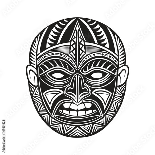 Vintage Face Mask Samoa Vector Illustration