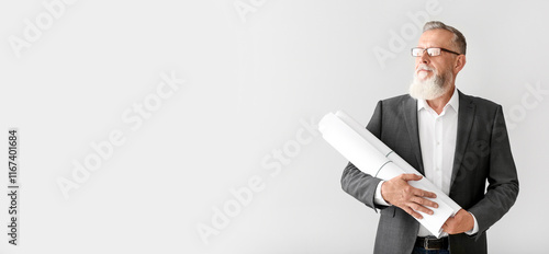 Mature male architect on wh...