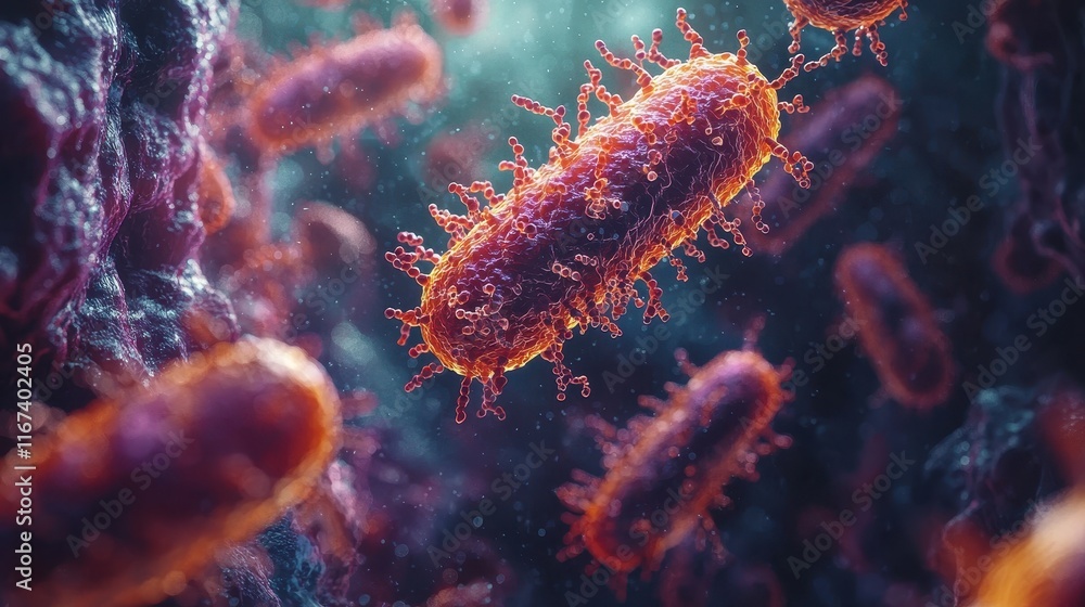 Microscopic examination of bacteria laboratory setting scientific visualization close-up research concept for microbiology Microscopic examination of bacteria laboratory setting scientific visualization close-up research concept for microbiology
