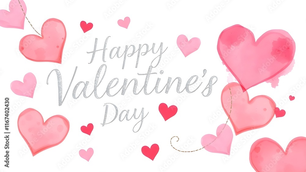 a Valentine's greeting card with heart-shaped pink and dark chocolate decorations around it a Valentine's greeting card with heart-shaped pink and dark chocolate decorations around it
