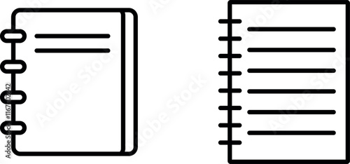 "Blank Loose Leaf Notebook Paper Vector Line Icon Set – Simple and Organized Paper Designs"