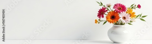 Wallpaper Mural Vase with colourful flowers on white background, flowers, floral arrangement Torontodigital.ca