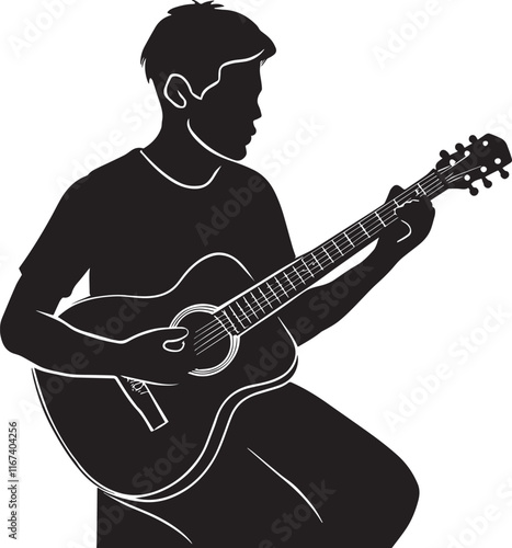 a man guitar  silhouette victor design .