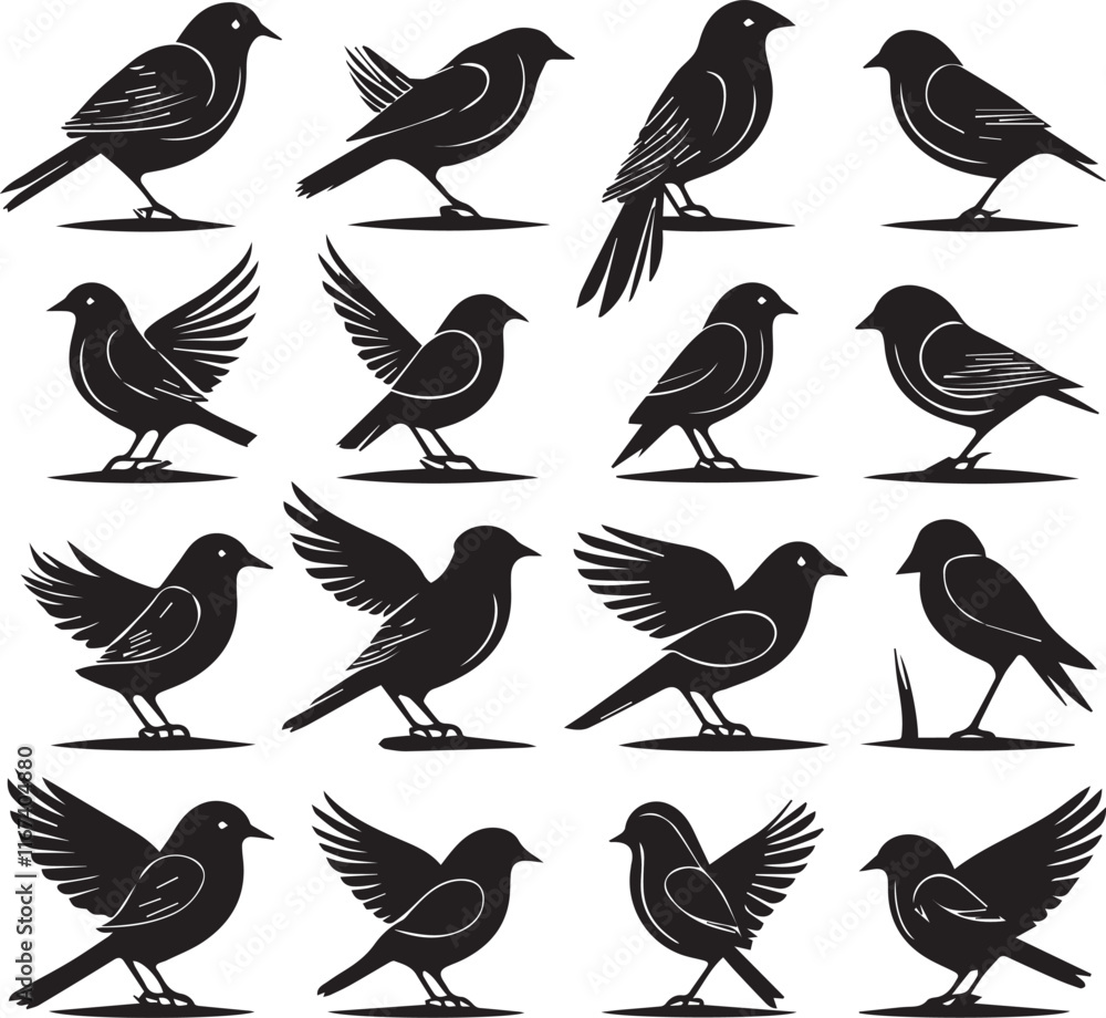 Fototapeta premium a icon set style many bird silhouette.