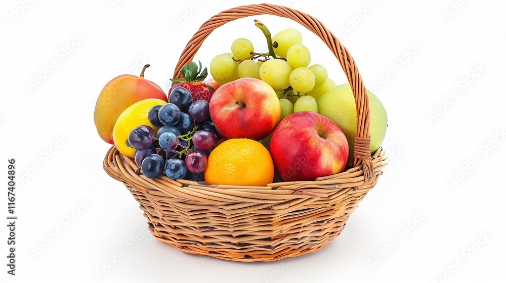 A Colorful Basket of Fresh Fruits: A Delightful Still Life A Colorful Basket of Fresh Fruits: A Delightful Still Life