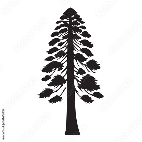 Majestic Sequoia Tree Silhouette Illustration Art for Nature Lovers