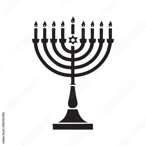 Elegant Silhouette Menorah Illustration for Hanukkah Celebration