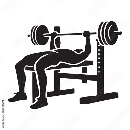 Man Performing Bench Press Silhouette Illustration