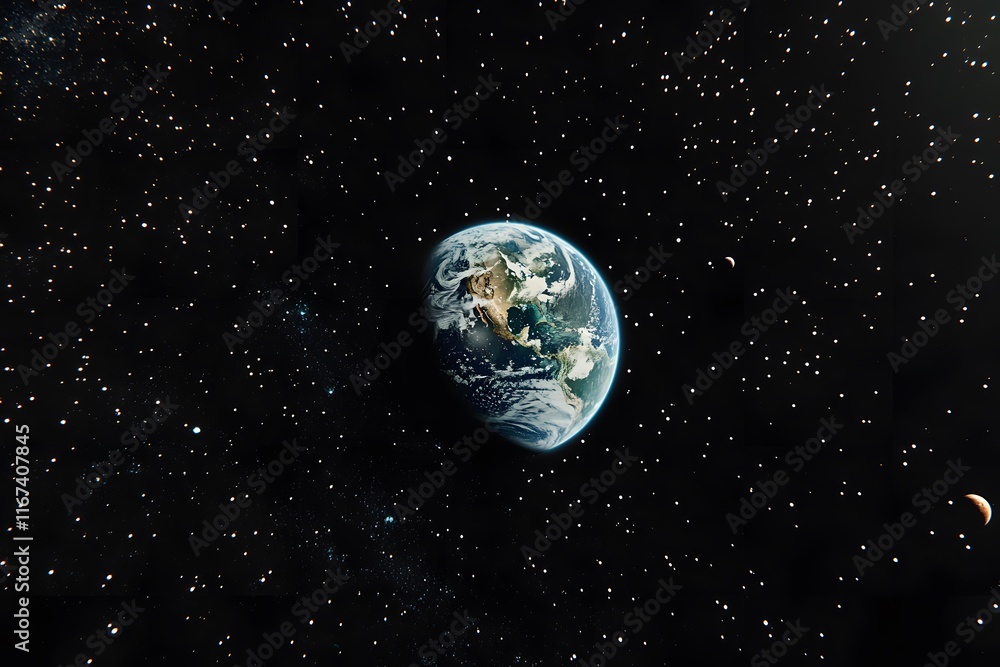 Naklejka premium Earth in the Vast Cosmos