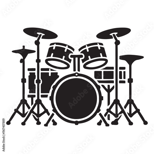 Silhouette of a Complete Drum Kit