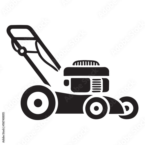 Black Silhouette Lawn Mower Vector Illustration