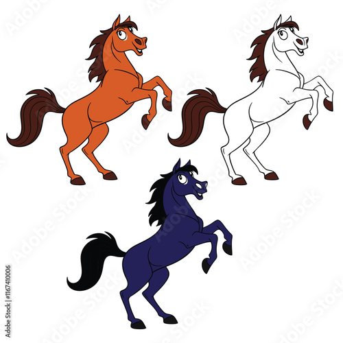 silhouette horse running, collection, color full horse vector design 