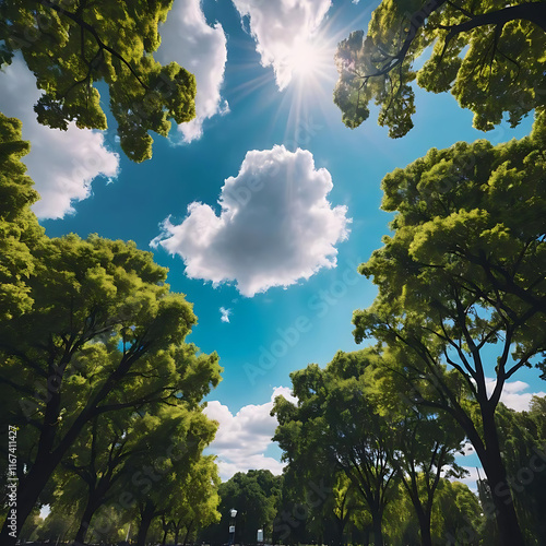 trees and sky city sky view