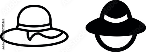 "Elegant Women Hat Vector Line Icon Set – Stylish and Minimalist Designs"
