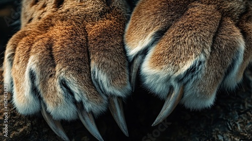 Closeup of a big cats paws and claws