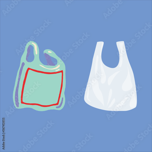 A vector drawing of plastic bags