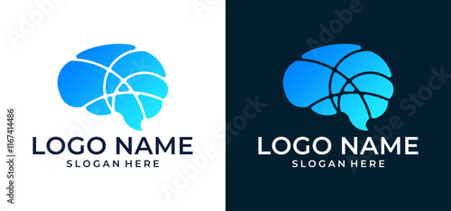 Brain Logo silhouette design vector template. Think about the concept of the idea. Logotype Icon Brains that think with the power of brainstorming.