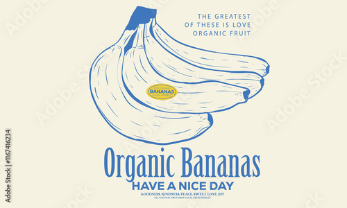 Start fresh day. Fruits of the spirit. Banana art. Summer food poster design. Sweet and fresh. Banana fruit set. Nature fruit club print design. Organic food artwork for for t shirt and poster.