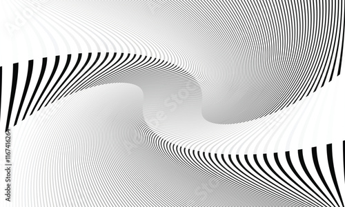 abstract black white irregular gradient twist line pattern suitable for background. photo