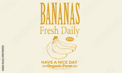 Start fresh day. Fruits of the spirit. Banana art. Summer food poster design. Banana fruit set. Nature fruit club print design. Organic food artwork for for t shirt and poster. 
