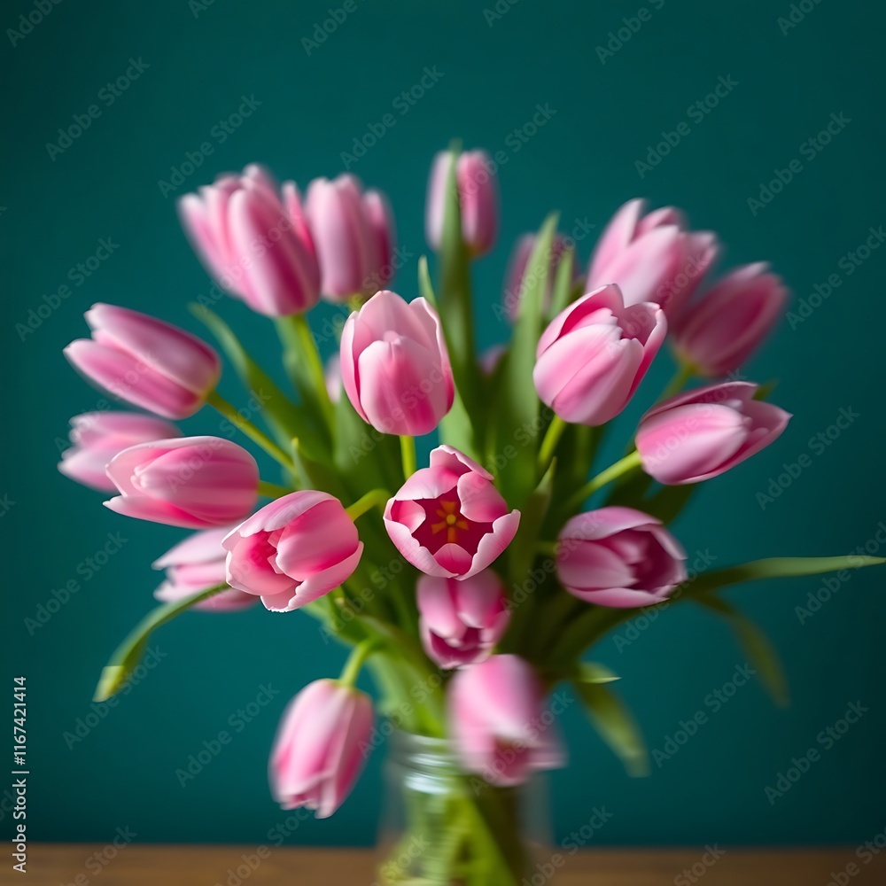a bouquet of pink and purple tulips in a blue vase a bouquet of pink and purple tulips in a blue vase