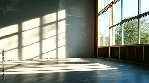 Wallpaper Mural A sunlit construction site with drywall sheets neatly arranged against a framed wall, capturing the transition from raw materials to a finished space Torontodigital.ca