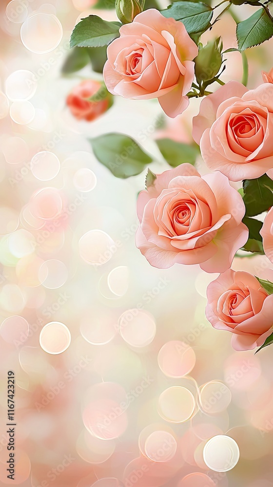 Delicate pink roses with soft bokeh background. romantic valentine background glowing in love Delicate pink roses with soft bokeh background. romantic valentine background glowing in love