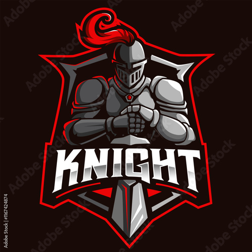 Modern professional Knights Sword and Shield logo design template photo