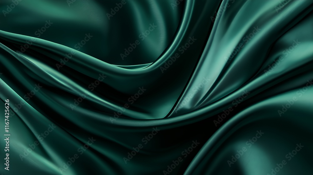 Obraz premium Dark Green Satin Draped Luxurious Fabric Texture