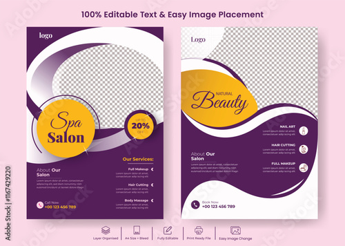 set of editable flyer or poster for Beauty Spa Salon 
 or Hair Salon Skin Care Flyer Print Ready Editable Template Design Suitable For Brochure cover Design