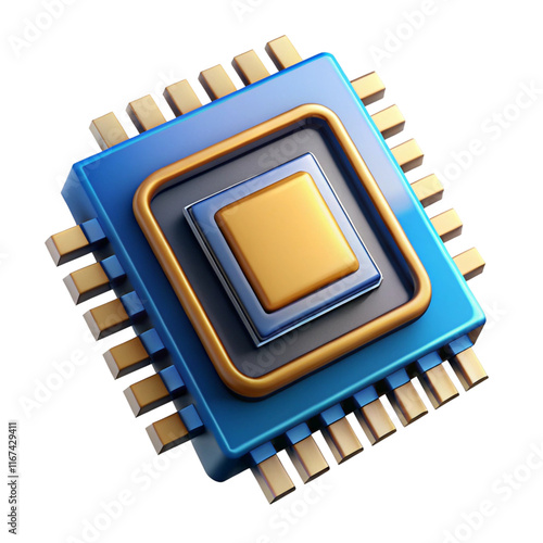 3D Render of a Modern Microprocessor Chip 