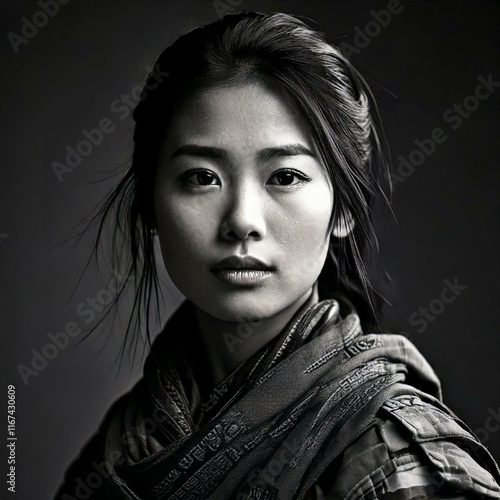 Obraz na płótnie portrait of a asian female rebel soldier w salonie