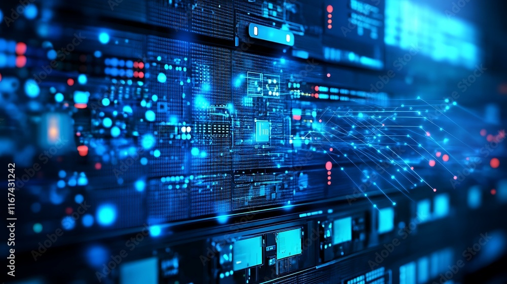 Fototapeta premium Modern Data Center Network Technology Illustration