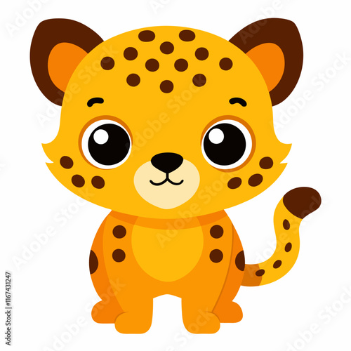 cute carton baby leopard vector icon with white background