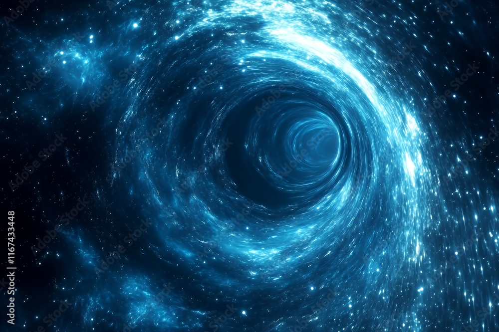 A swirling cosmic tunnel of light and stars A swirling cosmic tunnel of light and stars