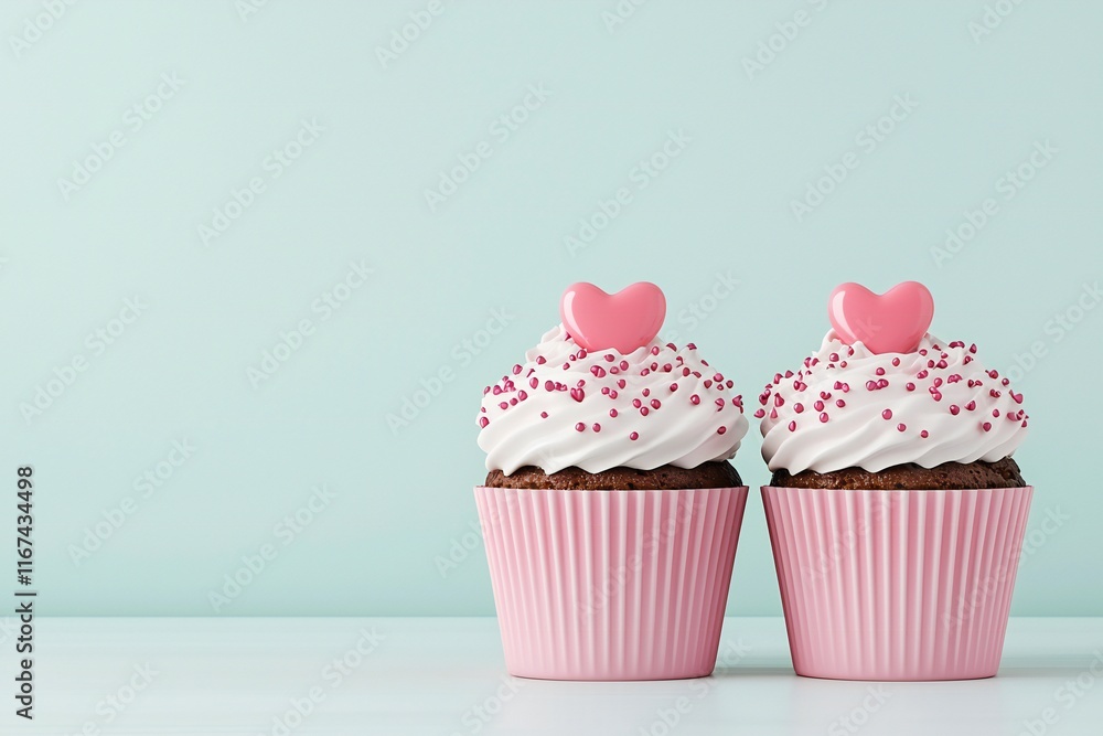Valentine's Day Romantic Pink Cupcakes with Hearts Sweet Treats Bakery Valentine's Day Romantic Pink Cupcakes with Hearts Sweet Treats Bakery