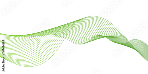 green wave lines on white background,Colorful vector background.green wave melody lines on white background,soft Waves in light green Colors, green wave line. 