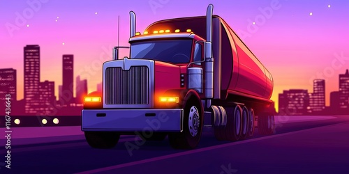 2D animation truck hauling fuel photo