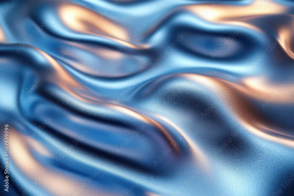 Obraz premium shiny blue metallic texture with flowing design creating a futuristic and artistic backdrop that captivates the viewers attention