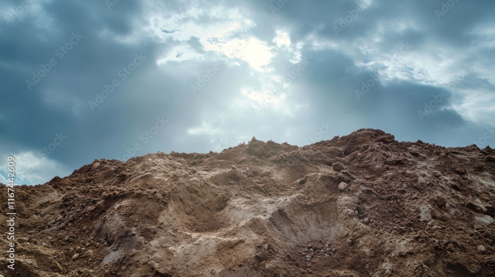 Seasonal Overcast Sky with Earth Mound Background Seasonal Overcast Sky with Earth Mound Background