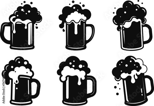 Beer silhouette, Beer glass line art vector illustration, beer glass bottle icon symbol design, beer vector graphic illustration
