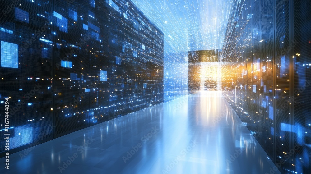 Obraz premium Futuristic Data Center Corridor